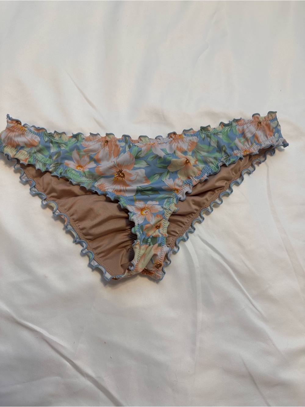 Target Floral Ruffle Bikini Bottoms in Blue and Brown
